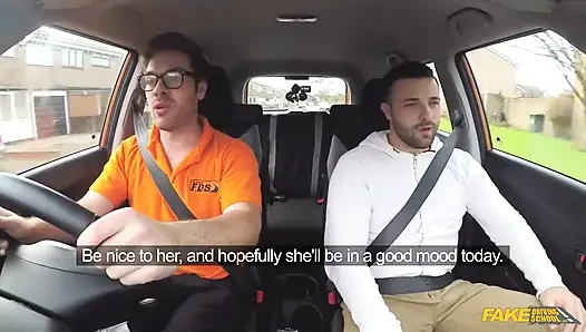 Fake Driving School - горячая брюнетка с большими сиськами Jasmine Jae светит Max в машине и тянет его для секса раком