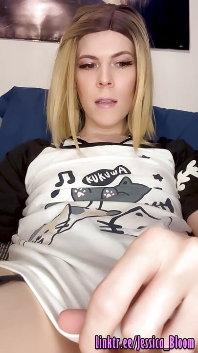Trans Step-Daughter Strokes Her Massive Throbbing Cock And Eats Cum For You