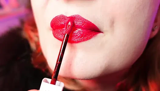 Red lipstick fetish and fur