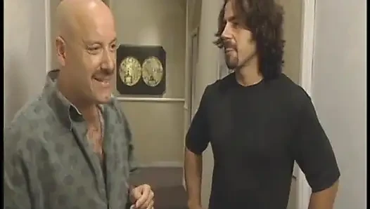 Busty fucker ends up sucking her stepfather's cock in front of his friend