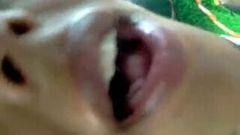Indian girlfriend sucking and swallowing cum