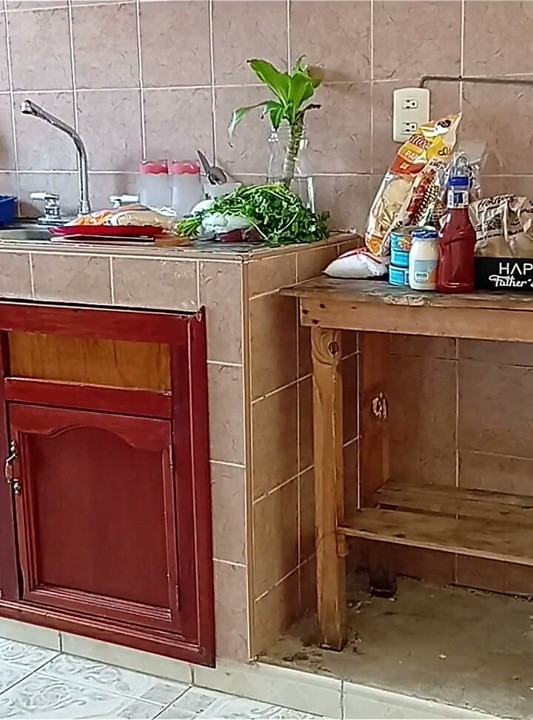 Ibu tiri gemuk lagi bersih-bersih dapur