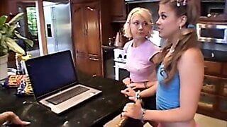 Lez trio teen licked out in all girl action