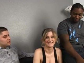 White guy watches as his wife gets her pussy fucked & face creamed by black guy