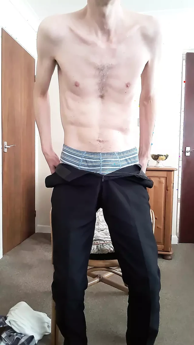 Stripping and masturbating.