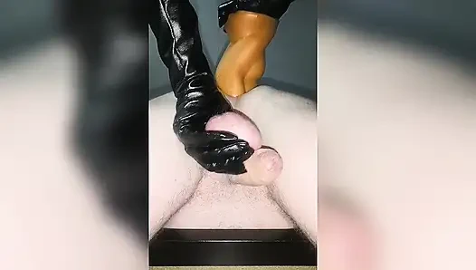 Wife Fucks Husband with Huge Dildo Until He Cums. Femdom. Homemade.