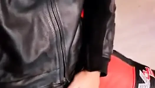 Tombul ayı motorcu deri moto takım kask