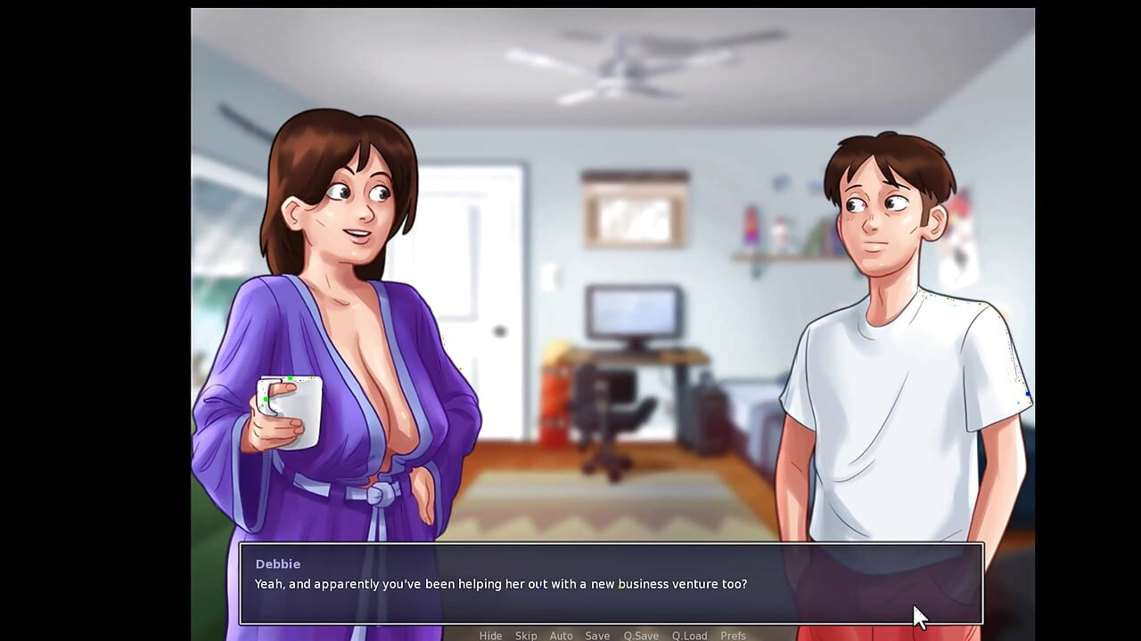 Summertime Saga, she gave him a handjob in the shower and cleaned him up.