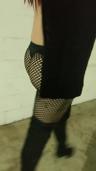 Sexy trans booty in mesh leggings visible thong