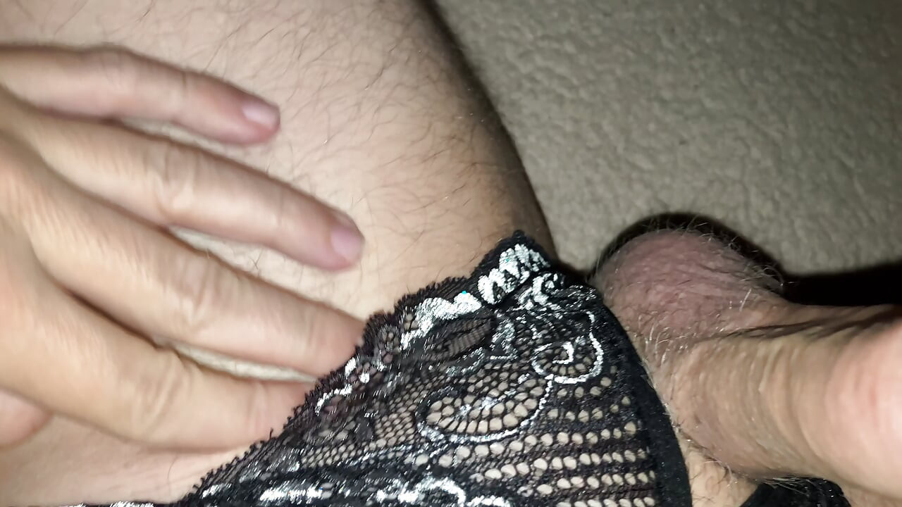I wore crotchless panties under my boxer shorts all day - what a messy cumshot