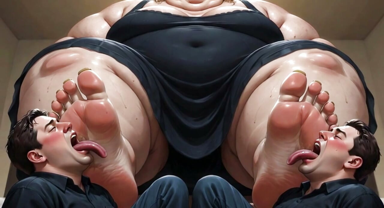 Zwaarlijvige ssbbw voetheersing - mannelijke slaven schoonmaken haar grote zachte voeten