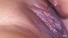 black dike gets a massage before eating and fingering her