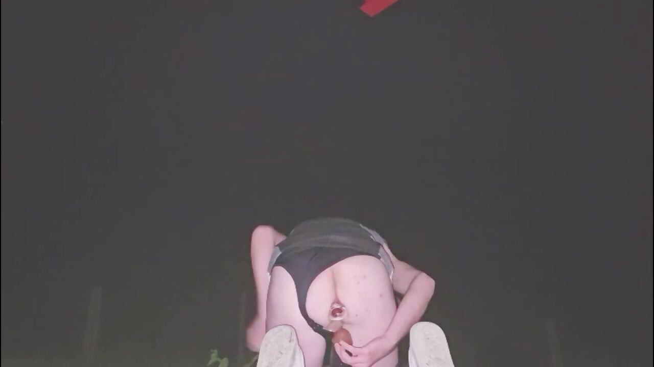 Femboy riding and fucking own cute ass with HUGE BBC dildo