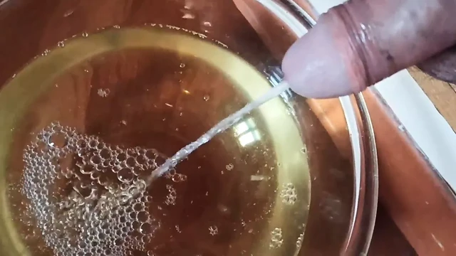 Pee compilation in a bowl