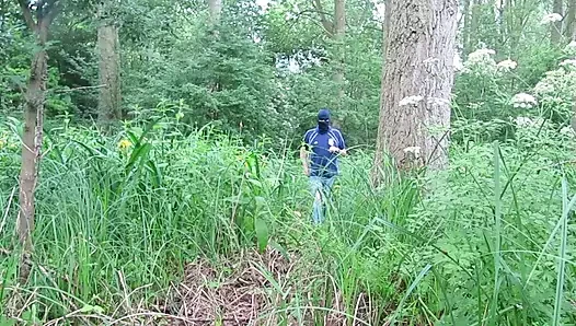 outdoors ripped jeans walk stripping to naked