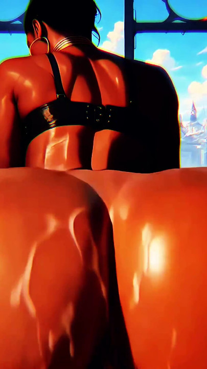 Thick Dark Skin Booty Interracial Tease: POV Anal and Ass Play (100% AI Generated 4K) | Clip 1