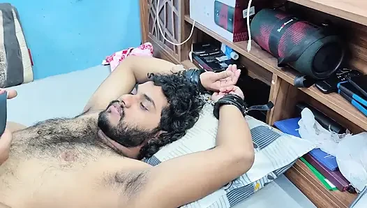 Girl Tied Husband with Hand Cuff and Blinfolded on Bed