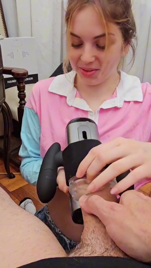 testing a new toy "the handy stroker" of bad peach | Clip 1