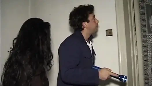 Hairy couple fucking on the table