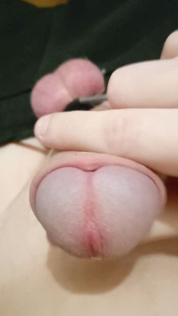 18 year old Russian knows how to masturbate his big penis well