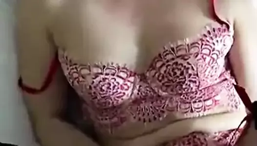 Hot MILF rubs clit in lingerie while husband fucks