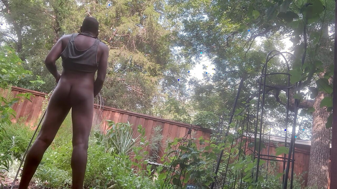 Outside watering the plants