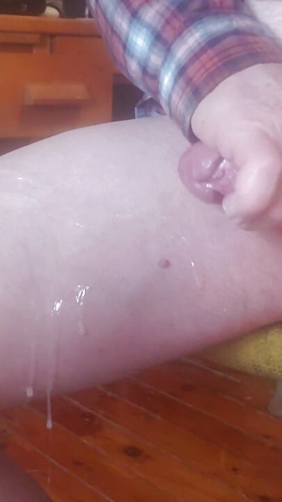 cumming on my thigh w a cock ring