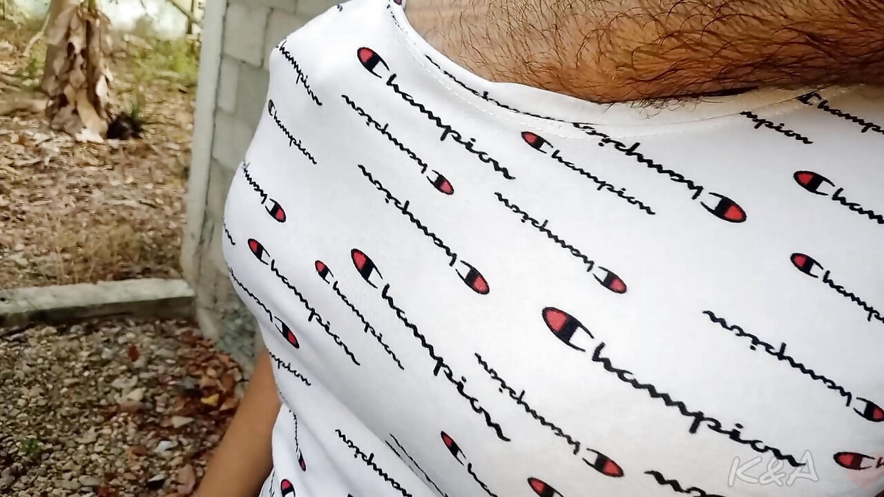 Being breastfed outside the house with your big natural tits is the best way to start Valentine's Day