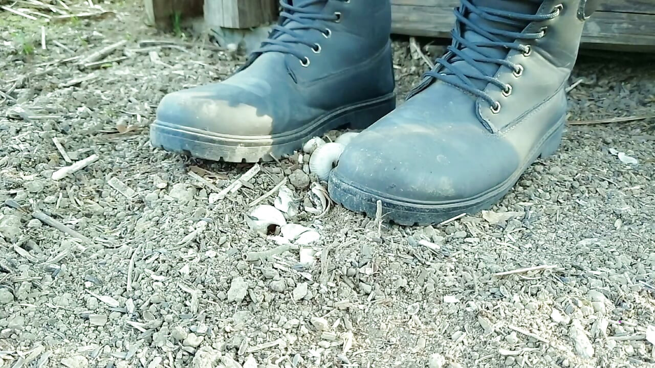 Jerk off and Cum After Empty Shells Are Crushed by Boots