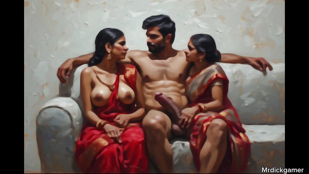 Indian lucky uncle fucking two college girls best threesome sex