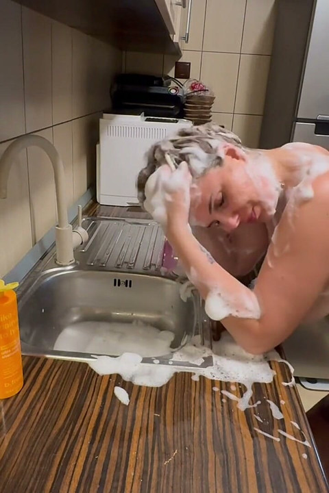 Hair Wash Bent Over the Sink