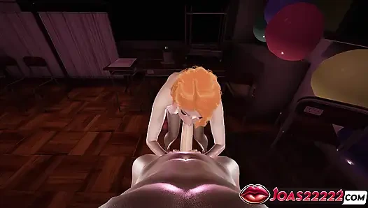 Seksi kızıl saçlı foxy iki elle mastürbasyon büyük yarak, çılgın fetiş yalama ve ağzına sakso boşalması