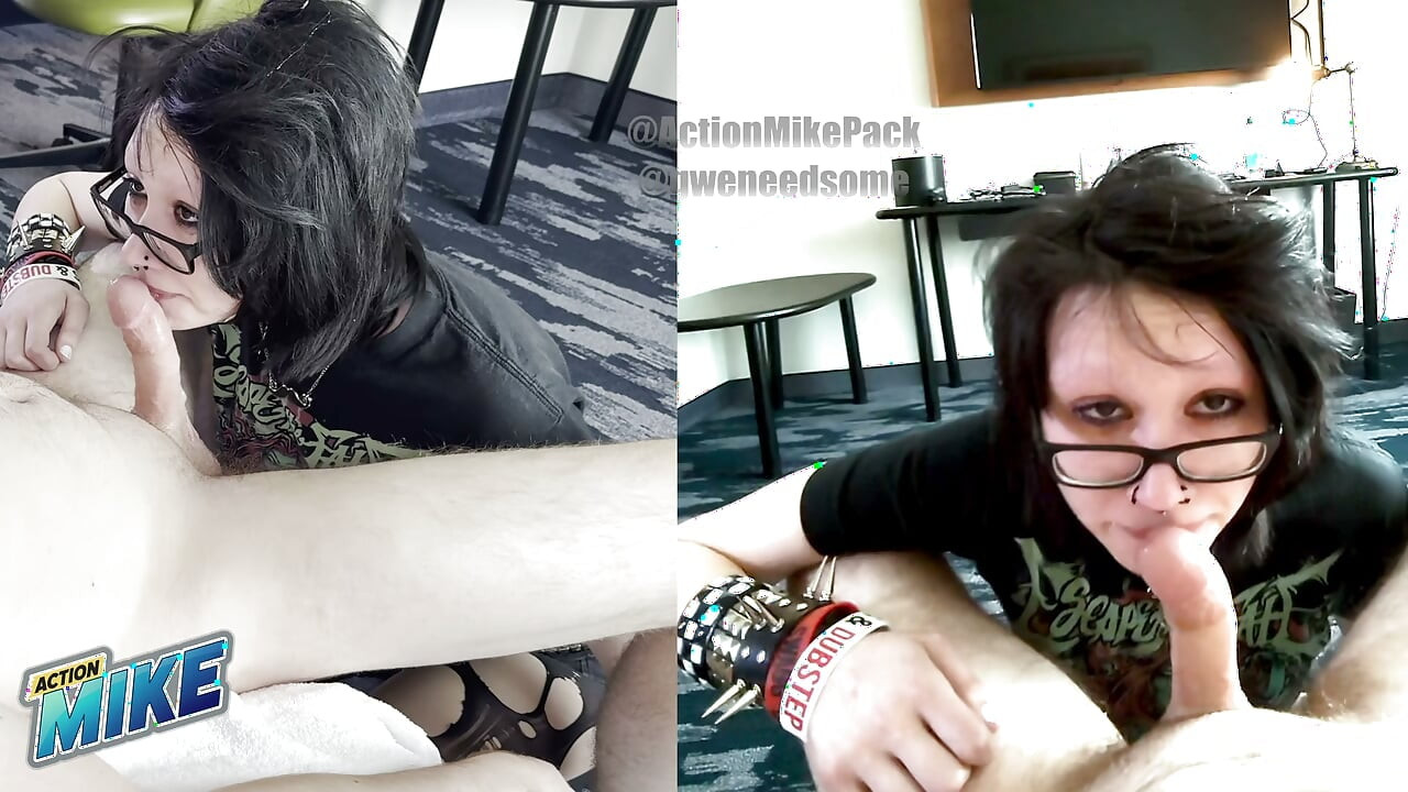 18yo Emo Dream Girl Gwen Shows Off Impossibly Sloppy Deepthroat and Ballsack Sucking