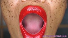 Красный фетиш с губной помадой, инструкция по дрочке губ, фетишная губка Rosie Reed