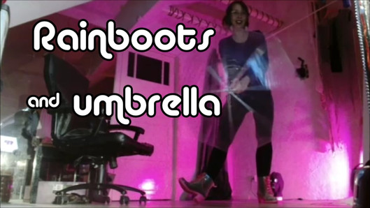 Mistressonline in rain boots and with an umbrella