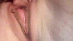 Up Close beautiful pussy play wet fingering big clit lips