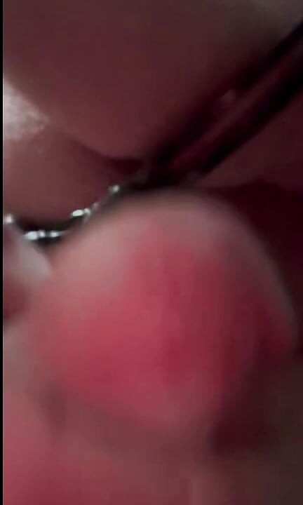 Close up of Brandon Hegsted cumming wearing thigh highs, panties and handcuffs