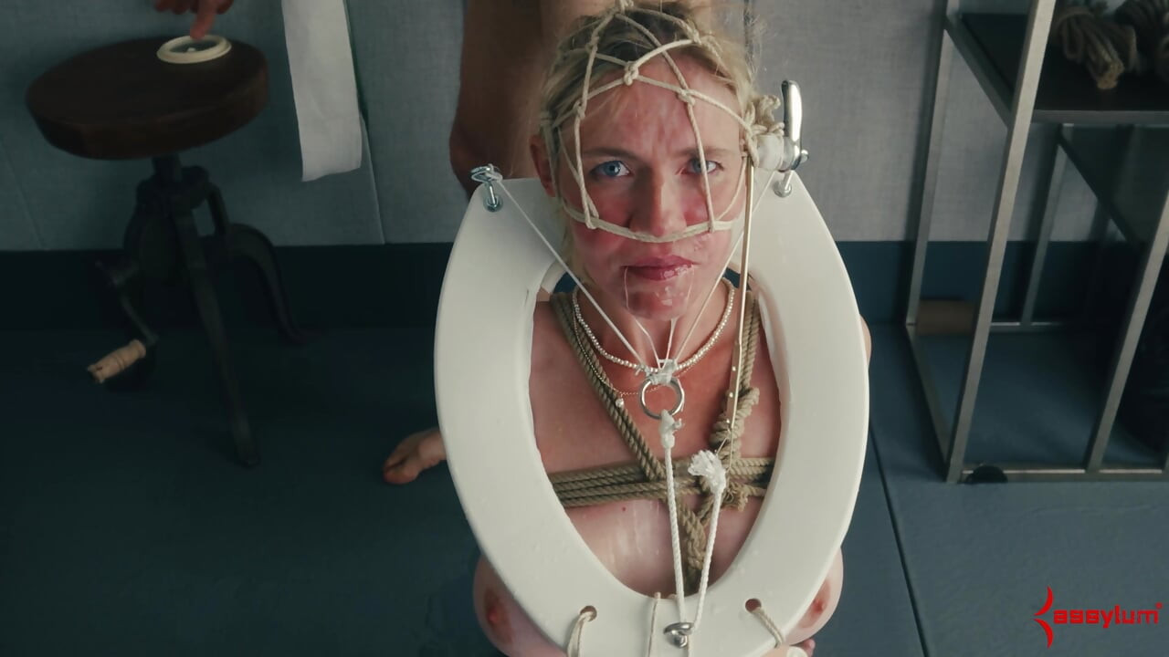 Human toilet swallows dozens of loads and gets a rough face fucking and ass fucking