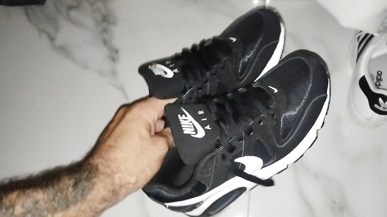 Sex with my wife's sneakers, Adidas Superstar and Nike Air Max Command, cumming inside