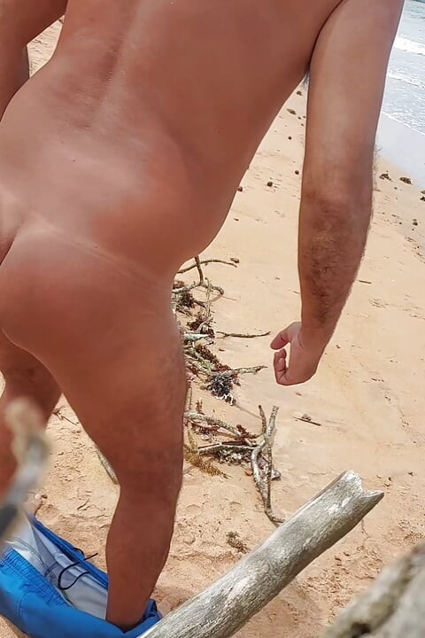 LadySilva on the beach doing anal masturbation with a big thick cock