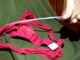 Dirty old perv soaking my girlfriends dirty gusset