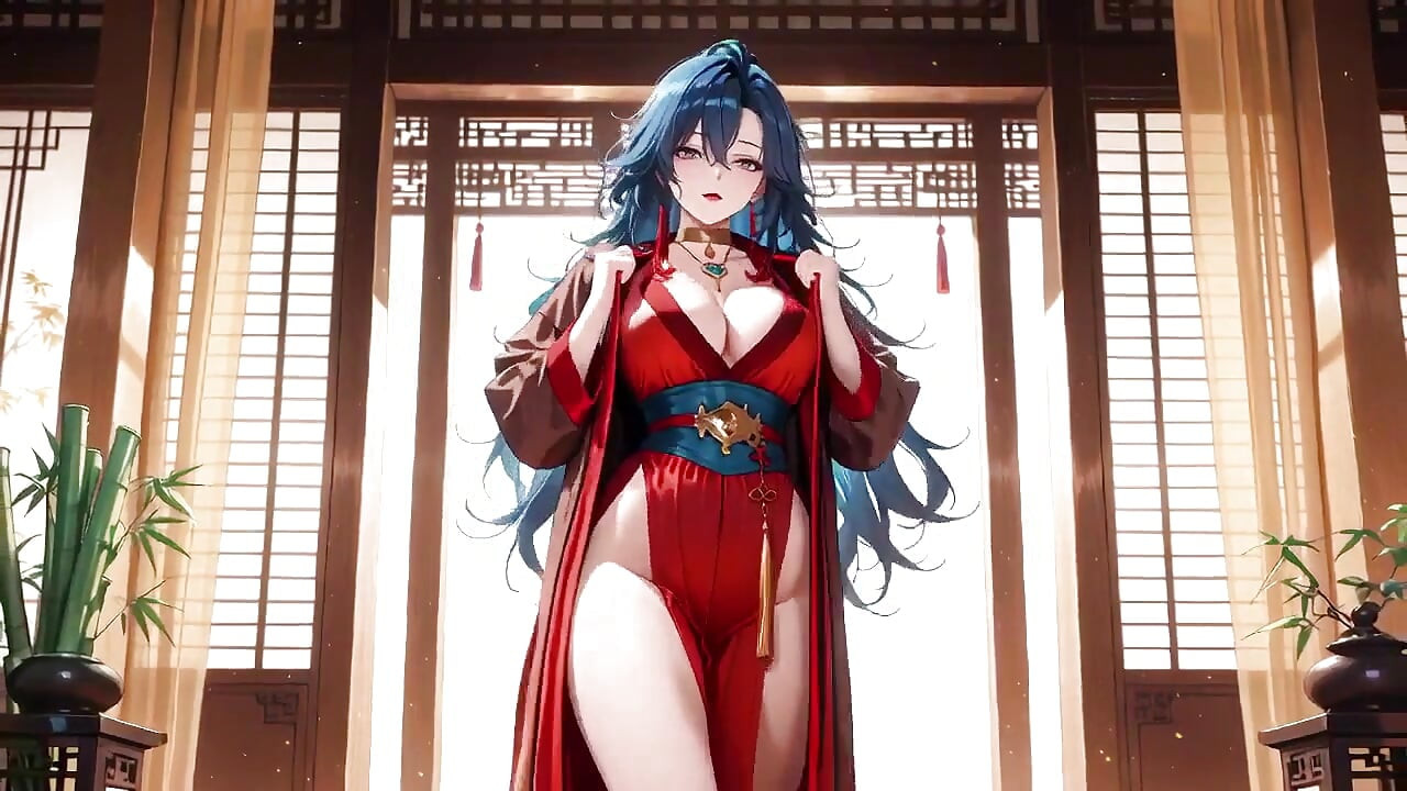 ¡Samurai de pelo azul! Servicio en el Bamboo Grove. ¿Qué secretos esconden bajo esa kimono de alta hendidura?
