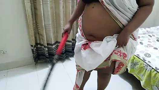 45 Year Old Beautiful Maid Fucked by Stepson While Sweeping the House - Maid Enjoys Fucking