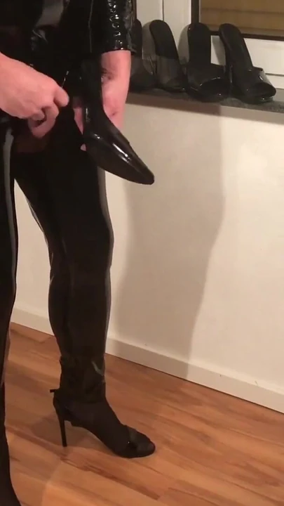 Must-see moment from "Latex Dress, PVC Coat and High Heels Masturbation"