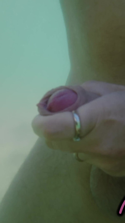 We Got Caught! My Teacher Handjobs My Cock Underwater on Nude Beach