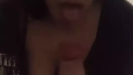 Pevert Bulgarian Slut sucking and handling a Dick at home