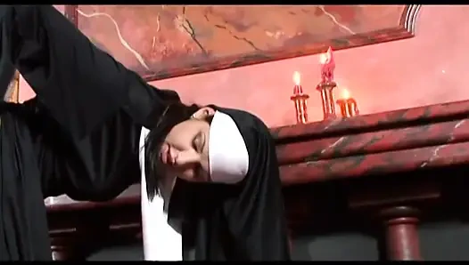 Dirty nun has a blasphemous fuck in church