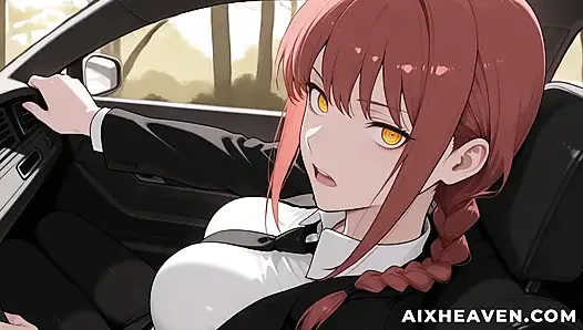 Makima işe giderken arabada sikişiyor! Chainsaw Man Sansürsüz Hentai