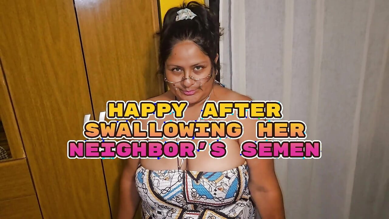 Feliz depois de engolir o sêmen do vizinho