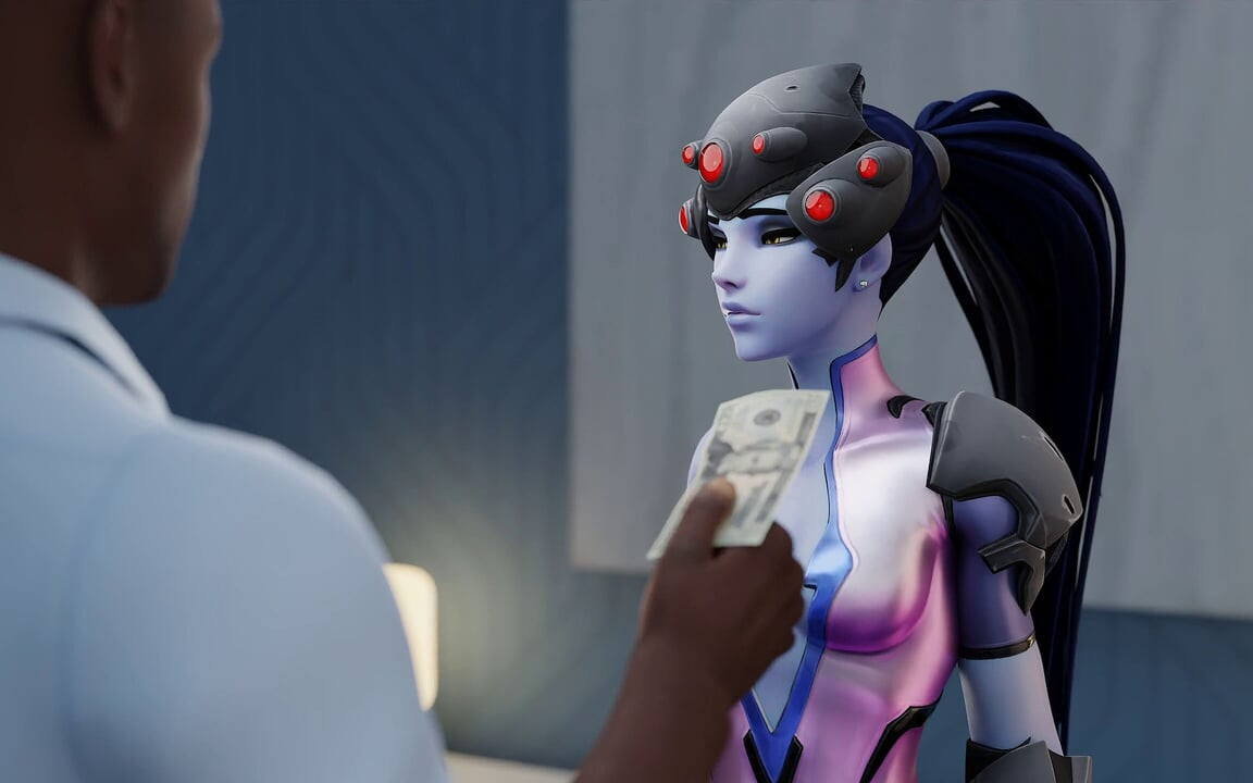 Sürtük widowmaker para için sıkı anal seks yapıyor büyük zenci yarağı